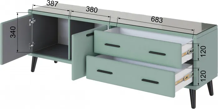 Тумба ТВ интерьерная Виго 1,6 мятный