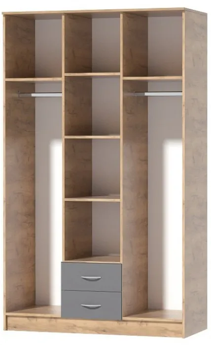 Кэт-7 Шкаф 3-створчатый (Крафт золотой / Миндаль)