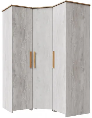 Шкаф угловой "Скандинавия" - Бетон пайн светлый/Дуб наварра