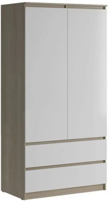 Челси Шкаф 2-х створчатый комбинированный (Белый глянец, Белый)