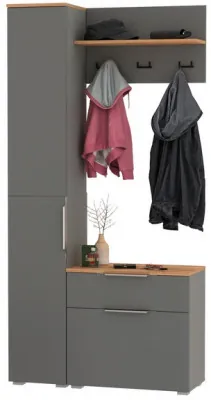 Октава Прихожая 14, серый графит/дуб крафт золотой/фасады МДФ серый графит