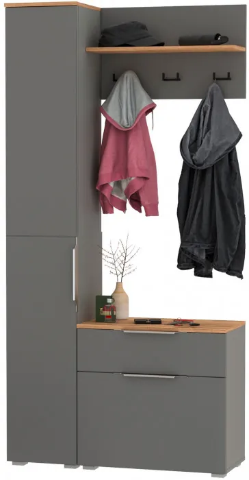 Октава Прихожая 14, серый графит/дуб крафт золотой/фасады МДФ серый графит