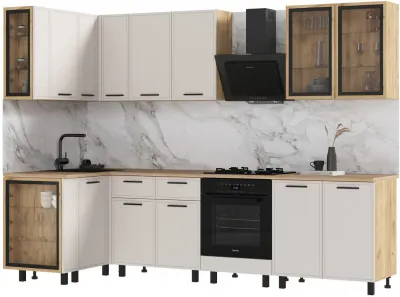 Кухня Бьянка 1,2х2,8м, Крафт золотой/Кашемир