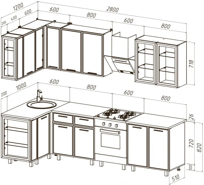 Кухня Бьянка 1,2х2,8м, Крафт золотой/Кашемир