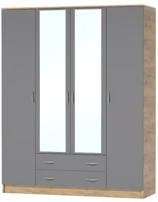 Кэт-7 Шкаф 4 -створчатый (Крафт золотой / Графит)