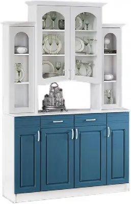 Буфет Констанция 4-х створчатый (Белый матовый / Джинс)