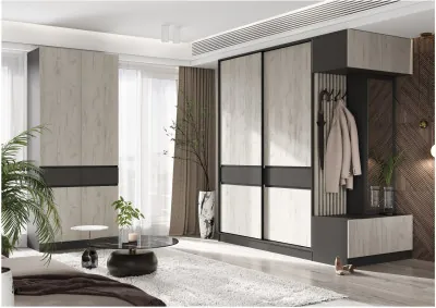 Модульная прихожая, комп.4 (Крафт белый, Графит)