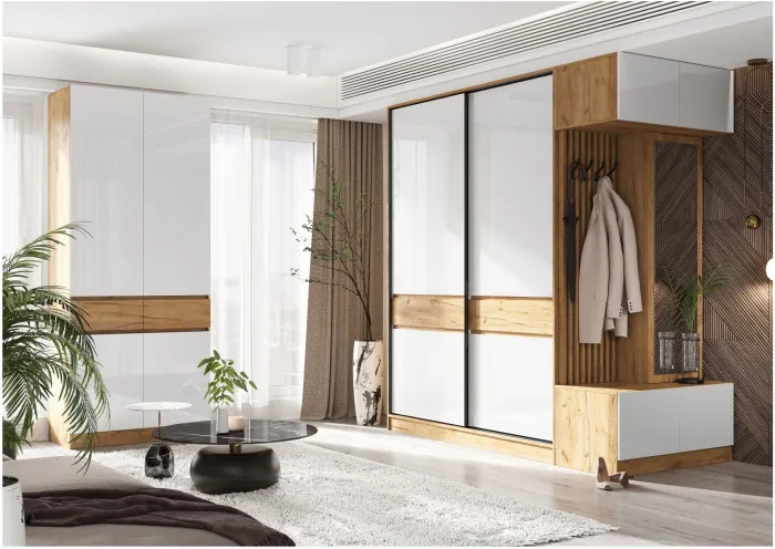 Модульная прихожая, комп.4 (Крафт белый, Графит)