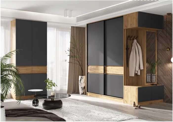 Модульная прихожая, комп.4 (Крафт белый, Графит)