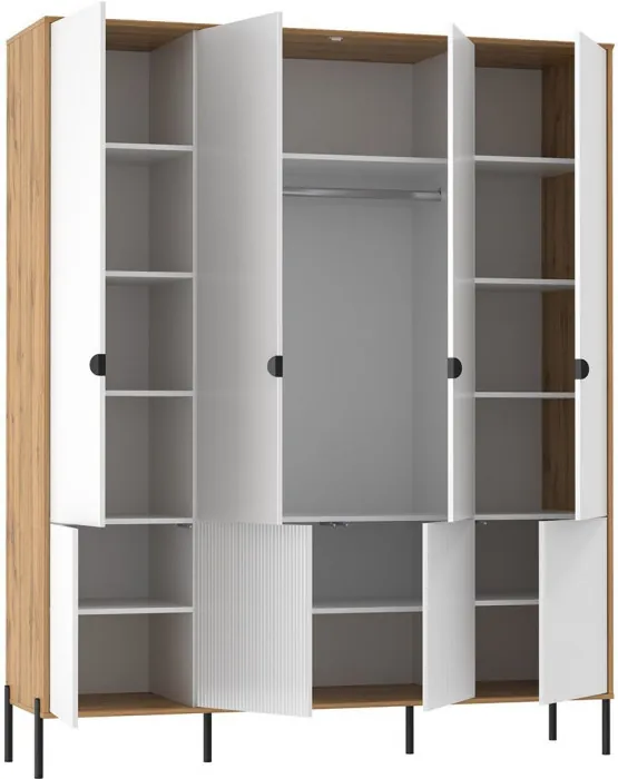 Спальня Кензо Дуб Вотан / Белый глянец снег