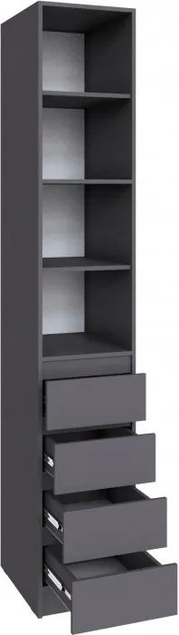 Шкаф Мадрид (0,4) с 4 ящ. без ручек, Графит серый