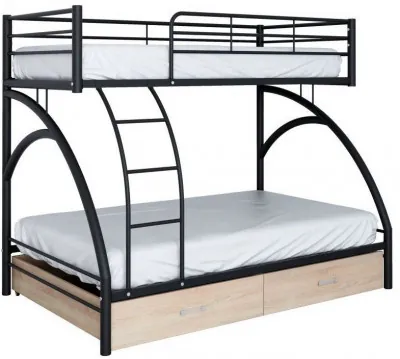 Двухъярусная кровать Виньола-2ЯЯ (с укороченной лестницей) (Черный)