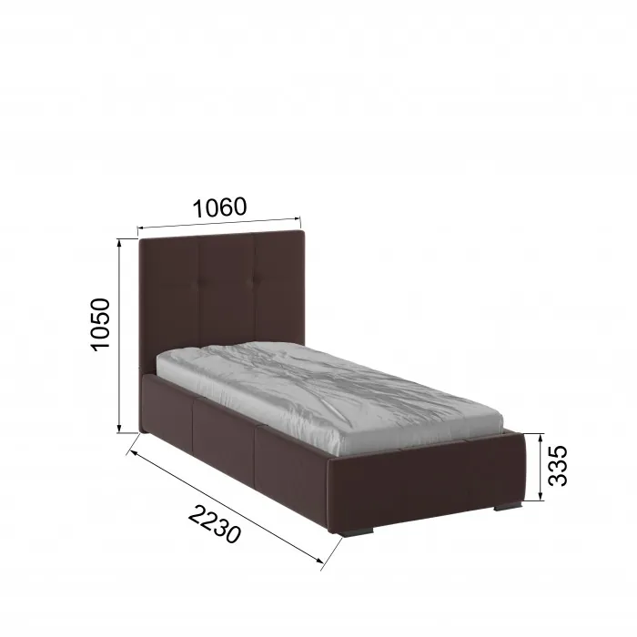 Рио Кровать интерьерная 900 коричневый квадрат, ПМ