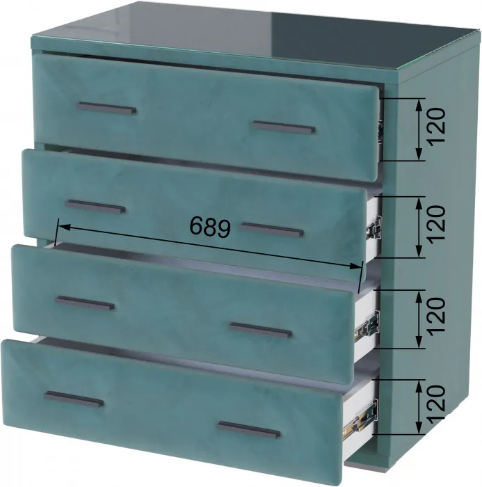 Интерьерный комод со стеклом бирюза