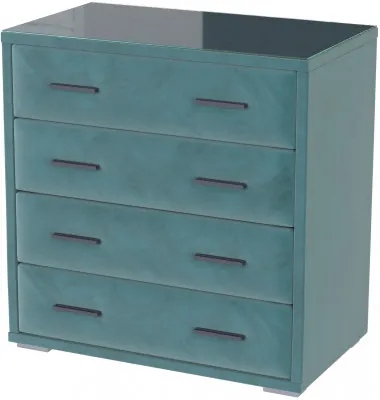 Интерьерный комод со стеклом бирюза