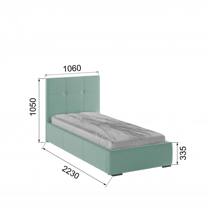 Рио Кровать интерьерная 900 мятный квадрат, ПМ