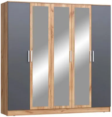 Мартина Шкаф для одежды 5-дверный (Крафт / Графит)