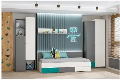 Модульная детская Клео набор 1 (Графит/Миндаль/Океан)