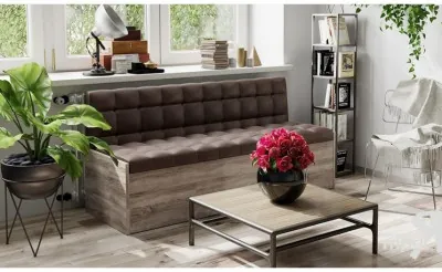 Форест Скамья прямая (Дуб Сонома трюфель/Кожзам коричневый)