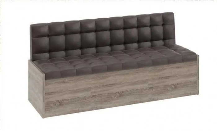 Форест Скамья прямая (Дуб Сонома трюфель/Кожзам коричневый)