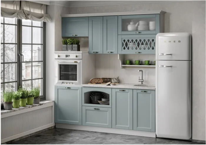 Кухня МДФ 2000 Милано Компоновка №3 (Шарли пинк)