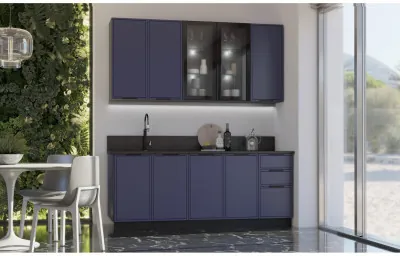 Кухня МДФ 2000/900 Николь (Холст сапфировый, Графит)