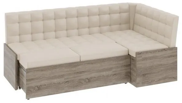 Форест Скамья угловая со спальным местом (Дуб Сонома трюфель/Кожзам бежевый)