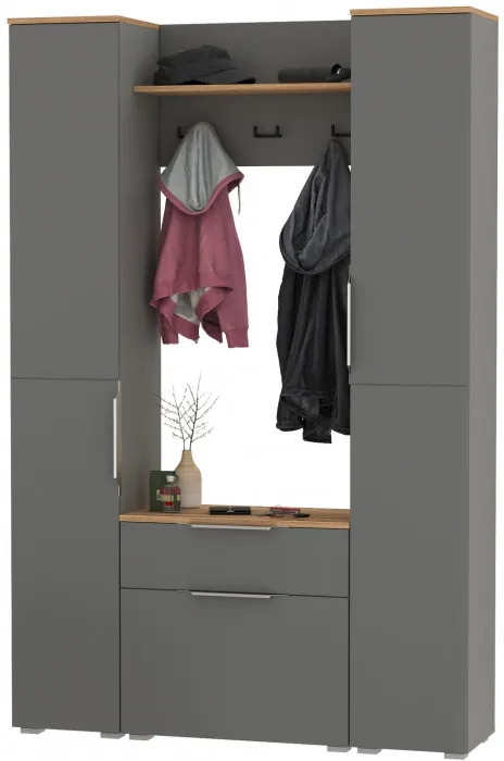 Октава Прихожая 18, серый графит/дуб крафт золотой/фасады МДФ серый графит