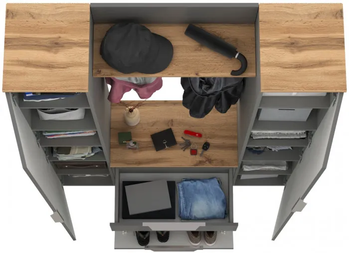 Октава Прихожая 18, серый графит/дуб крафт золотой/фасады МДФ серый графит