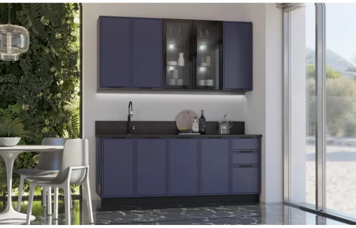 Кухня МДФ 2000/900 Николь (Холст темно-зеленый, Графит)