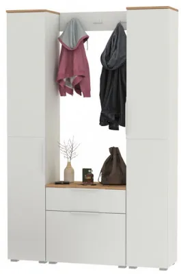 Октава Прихожая 19, белый шагрень/дуб крафт золотой/фасады МДФ белый шагрень