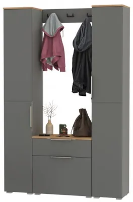 Октава Прихожая 19, серый графит/дуб крафт золотой/фасады МДФ серый графит
