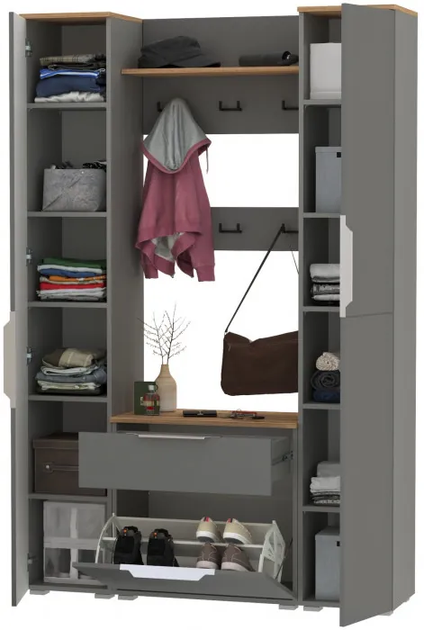 Октава Прихожая 20, серый графит/дуб крафт золотой/фасады МДФ серый графит