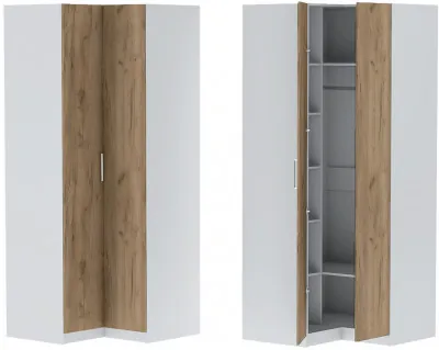 Шкаф угловой "Иннэс-7" - Белый/Крафт золотой