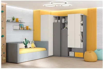 Модульная детская Клео набор 5 (Графит/Миндаль/Солнечный)