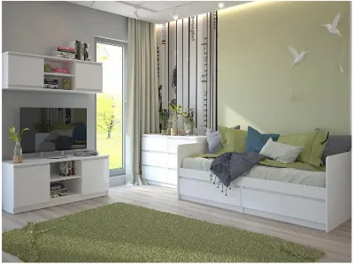 Модульная детская Челси, композиция 1 (Белый глянец, Белый)