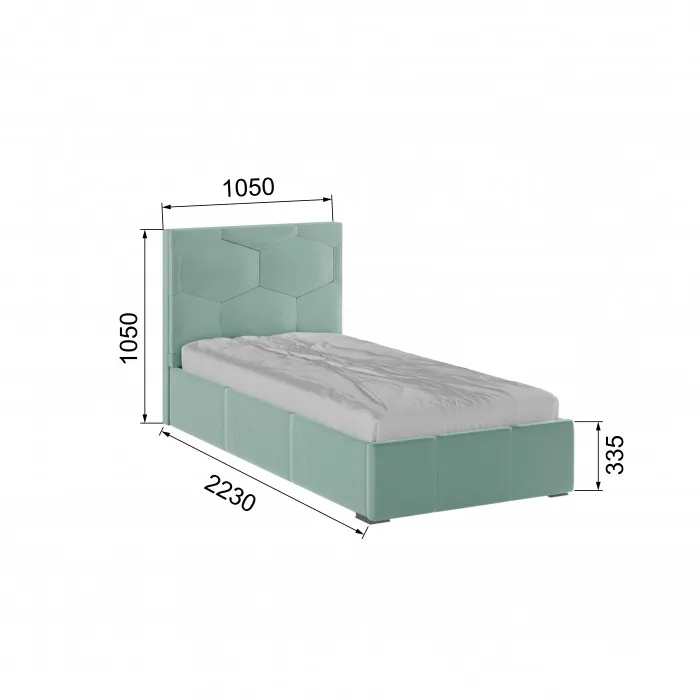 Манука Кровать интерьерная 900 мятный, ортопед