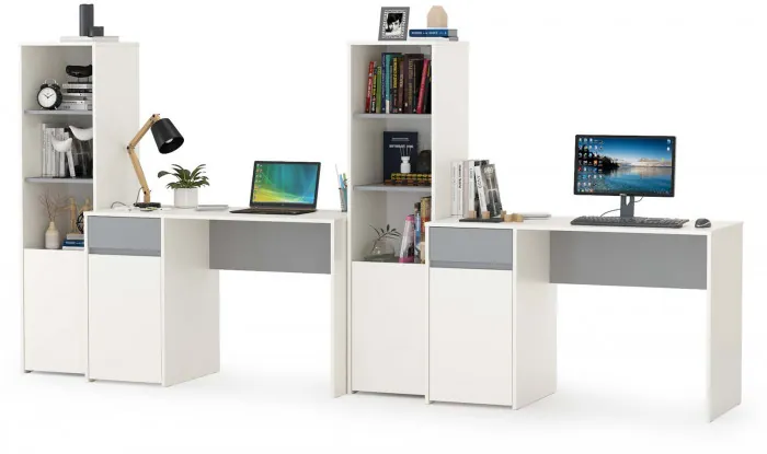 Торонто Компоновка № 07, цвет белый шагрень/стальной серый, ШхГхВ 320х53,1х149,7 см., универсальная сборка