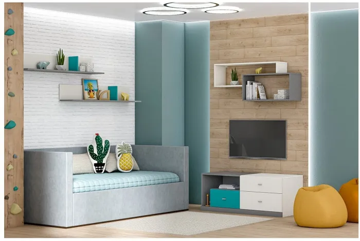 Модульная детская Клео набор 6 (Графит/Миндаль/Солнечный)