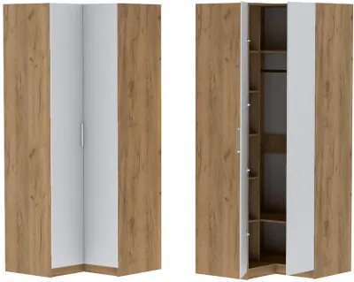 Шкаф угловой "Иннэс-7" - Крафт золотой/Белый