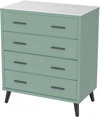Комод интерьерный Пай мятный/мдф холст белый