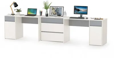 Торонто Компоновка № 09, цвет белый шагрень/стальной серый, ШхГхВ 320х53,1х75,3 см., универсальная сборка