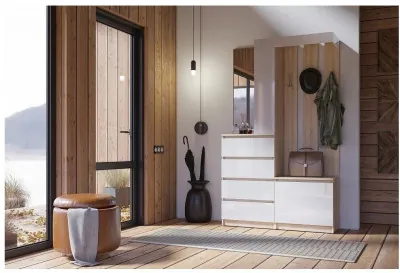 Челси Прихожая (Белый глянец, Дуб Сонома)