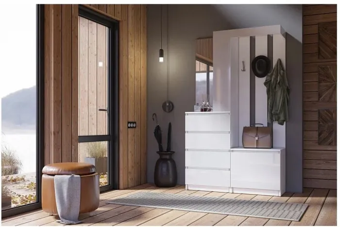 Челси Прихожая (Белый глянец, Дуб Сонома)