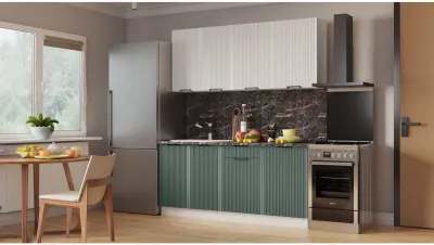 Кухонный гарнитур Кампео 1,8м Белый снег/Бриз