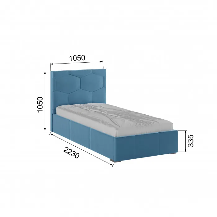 Манука Кровать интерьерная 900 светло-голубой, ортопед