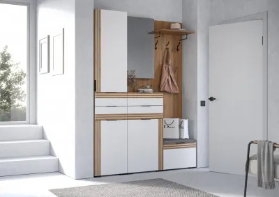 Прихожая Нао, набор №2, Дуб вотан/Белый, Вотан, Симпл 27