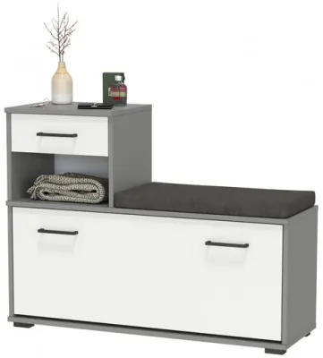 Лира ГК 2-0714граф/бел Тумба под обувь, цвет графит/белый, ШхГхВ 100х33х75,5 см., универсальная сборка