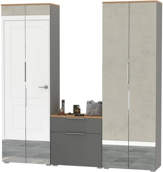 Октава Прихожая 24, серый графит/дуб крафт золотой/фасады МДФ серый графит