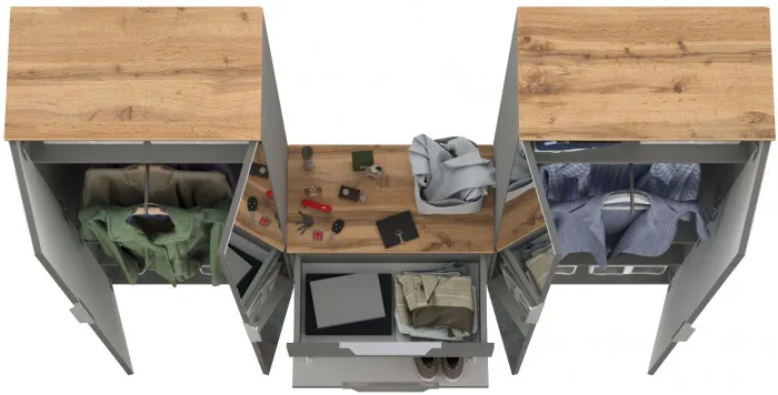 Октава Прихожая 24, серый графит/дуб крафт золотой/фасады МДФ серый графит